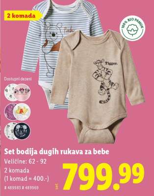 Set bodija dugih rukava za bebe
