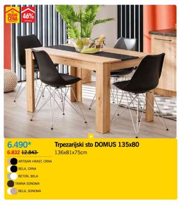 Trpezarijski sto DOMUS 135x80