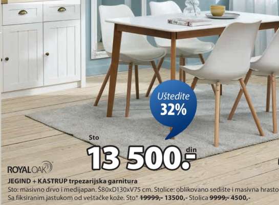 JEGIND + KASTRUP trpezarijska garnitura