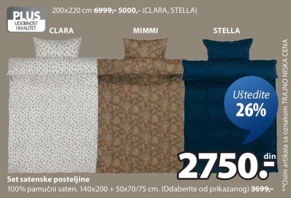 SET SATENSKE POSTELJINE