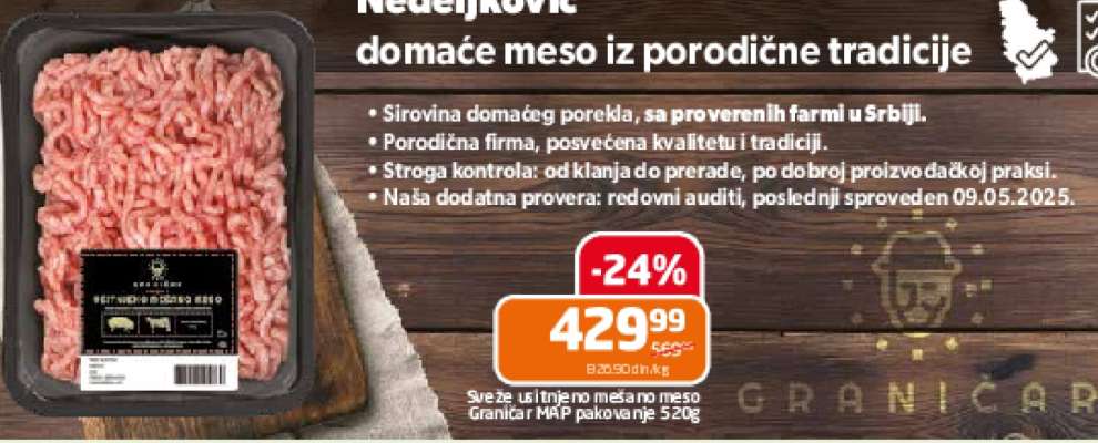 Sveže usitnjeno mešano meso Graničar MAP pakovanje 520g