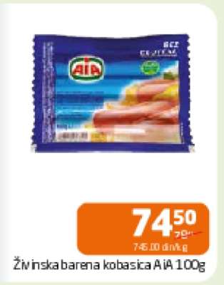 Živinska barena kobasica AIA,100g