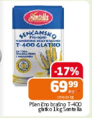 Pšenično brašno T-400 glatko 1kg Sentella