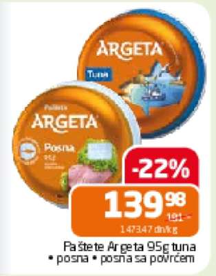 Paštete Argeta 95g tuna