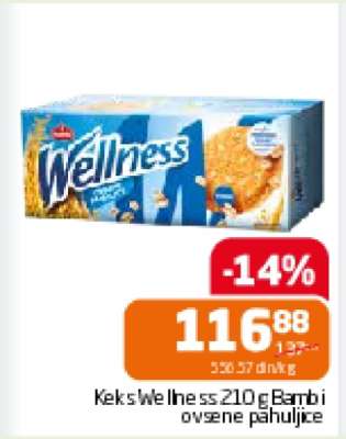 Keks Wellness 210 g Bambi ovsene pahuljice