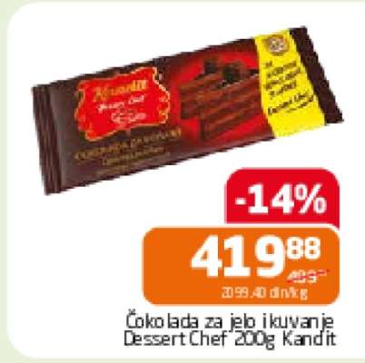 Čokolada za jelo i kuvanje Dessert Chef 200g Kandit
