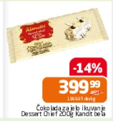 Čokolada za jelo i kuvanje Dessert Chief 200g Kandit bela