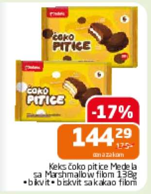 Keks Čoko pitice Medela sa Marshmallow filom 138g