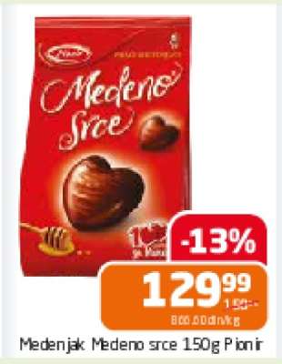Medenjak Medeno srce 150g Pionir