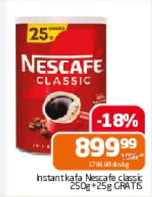 Instant kafa Nescafe classic 250g+25g GRATIS