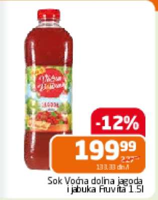 Sok Voćna dolina jagoda i jabuka Fruvita 1.5l
