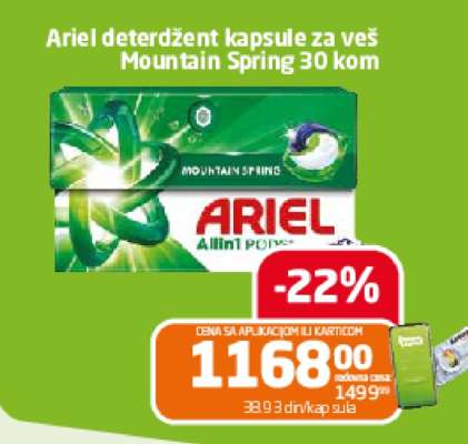Ariel deterdžent kapsule za veš Mountain Spring 30 kom