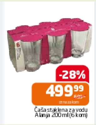 Čaša staklena za vodu Alanja 200 ml (6 kom)