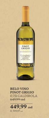 BELO VINO PINOT GRIGIO 0,75L CALDIROLA