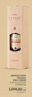 CRVENO VINO VRANAC PRO CORDE 0,75l PLANTAŽE
