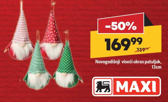 Novogodišnji viseći ukras patuljak, 13cm