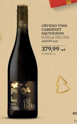 CRVENO VINO CABERNET SAUVIGNON 0,75l LA DELIZIA