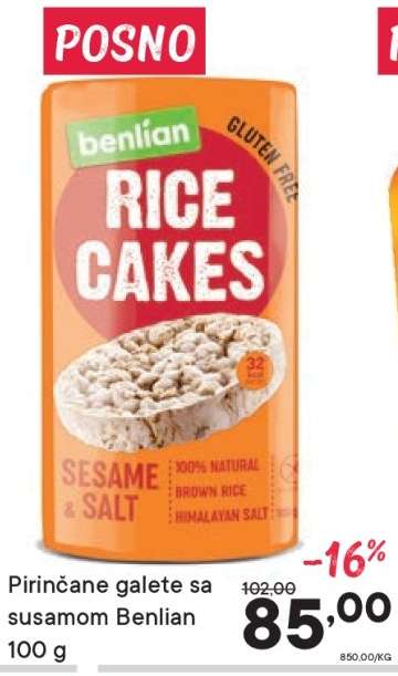 Pirinčane galete sa susamom Benlian