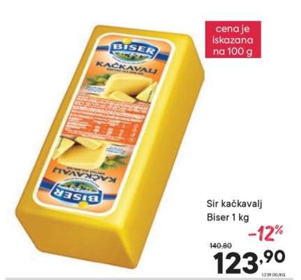 Sir kačkavalj Biser 1 kg