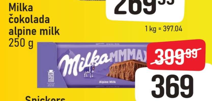 Milka čokolada alpine milk 250 g