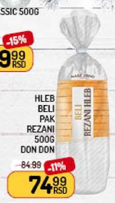 Hleb Beli Pak Rezani 500g Don Don