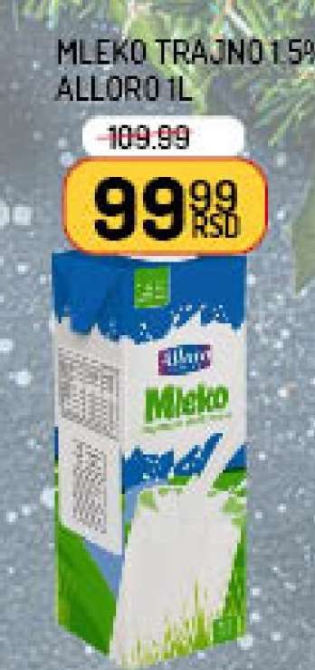Mleko trajno 1.5% Alloro 1l