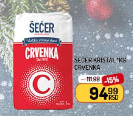 ŠEĆER KRISTAL 1kg CRVENKA