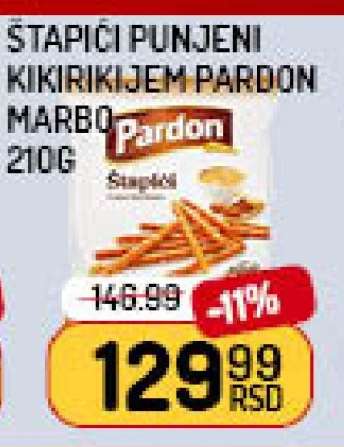 Štapići punjeni kikirikijem Pardon Marbo 210g