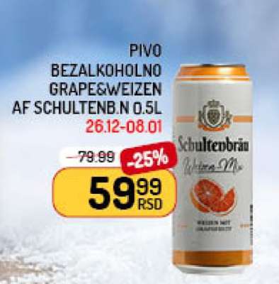Pivo bezalkoholno Grape&Weizen AF Schultenb.n 0.5L