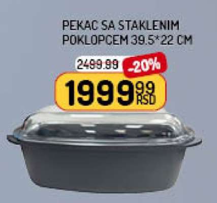 Pekač sa staklenim poklopcem 39.5*22 cm