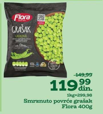Smrznuto povrće grašak Flora 400g