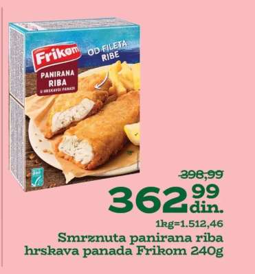 Smrznuta panirana riba hrskava panada Frikom 240g
