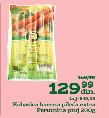 Kobasica barena pileća extra Perutnina ptuj 200g