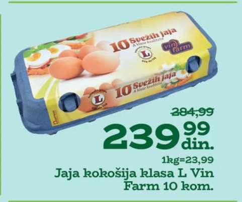 Jaja kokošija klasa L Vin Farm 10 kom.