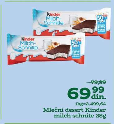 Mlečni desert Kinder milch schnite 28g