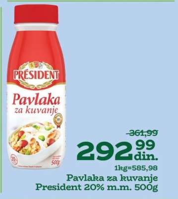 Pavlaka za kuvanje President 20% m.m. 500g