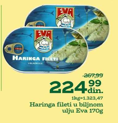 Haringa fileti u biljnom ulju Eva 170g