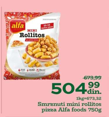 Smrznuti mini rollitos pizza Alfa foods 750g