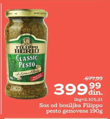 Sos od bosiljka Filippo pesto Genovese 190g