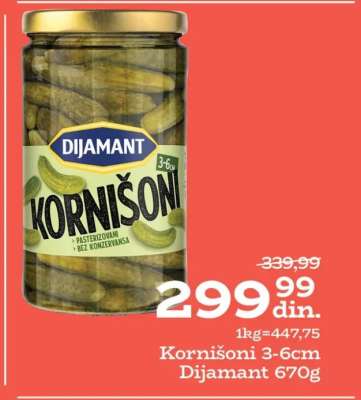 Kornišoni 3-6cm Dijamant 670g