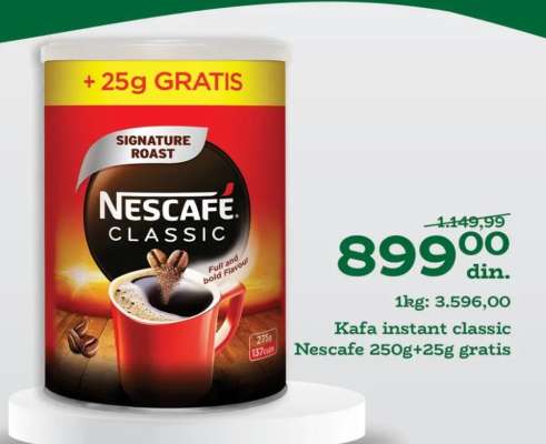 Kafa instant classic Nescafe 250g+25g gratis