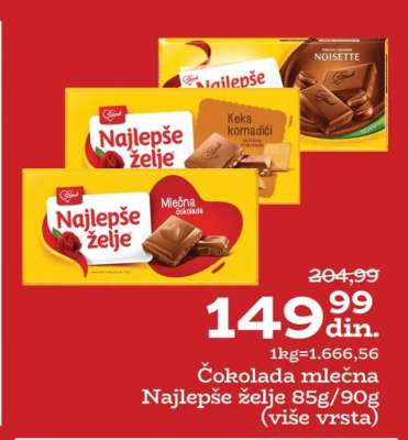 Čokolada mlečna Najlepše želje