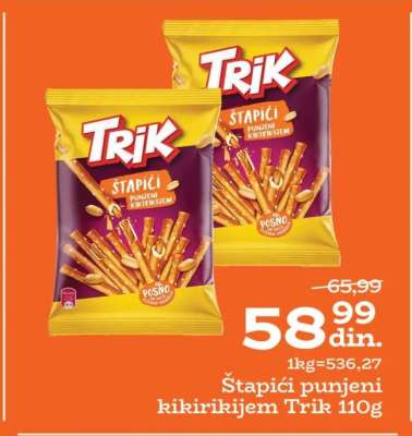 Štapići punjeni kikirikijem Trik 110g