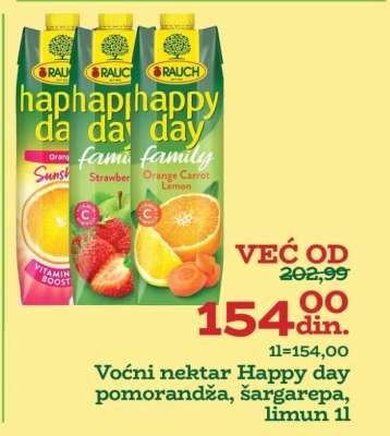 Voćni nektar Happy day pomorandža šargarepa limun 1l