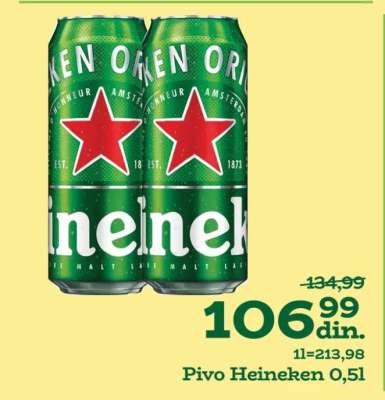 Pivo Heineken 0,5l