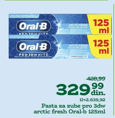 Pasta za zube pro 3dw arctic fresh Oral-B 125ml