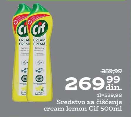 Sredstvo za čišćenje cream lemon Cif 500ml