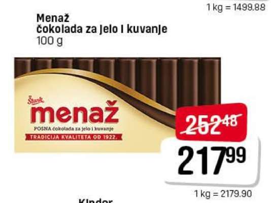 Menaž čokolada za jelo i kuvanje