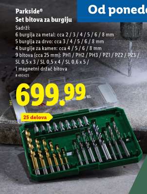 Parkside Set bitova za burgiju