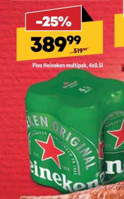 Pivo Heineken multipak, 4x0.5l